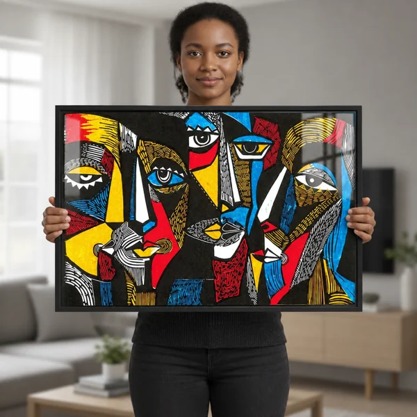 ABSTRACT FACES Black Frame