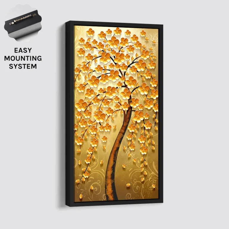 TREE OF GOLDEN FLOWERS Black Frame