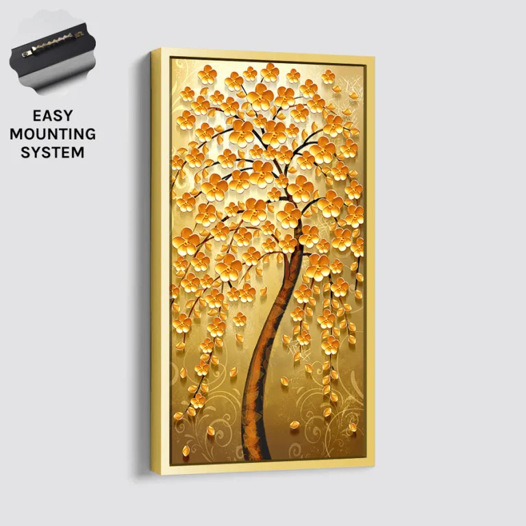 TREE OF GOLDEN FLOWERS Gold Frame