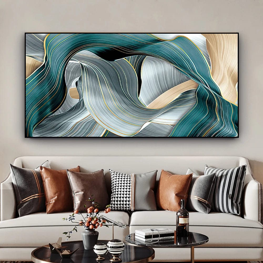 Golden Teal Waves
