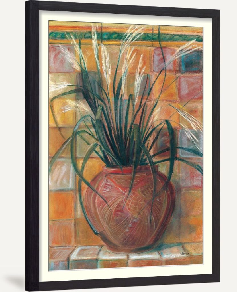 Grasses in Red Vase