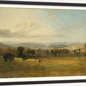 Sketch of Leighton Hall, Lancashire, the hills of the Lake District beyond