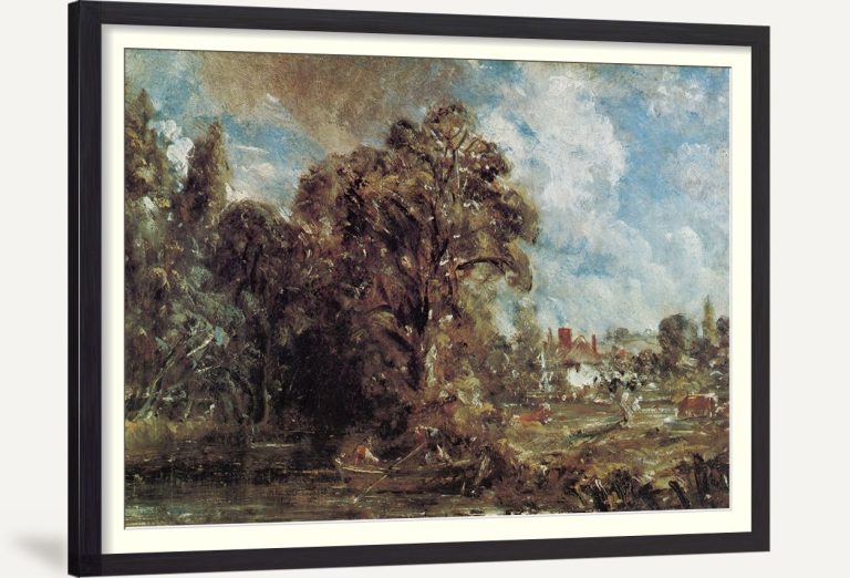 River Scene with Farmhouse ca1830
