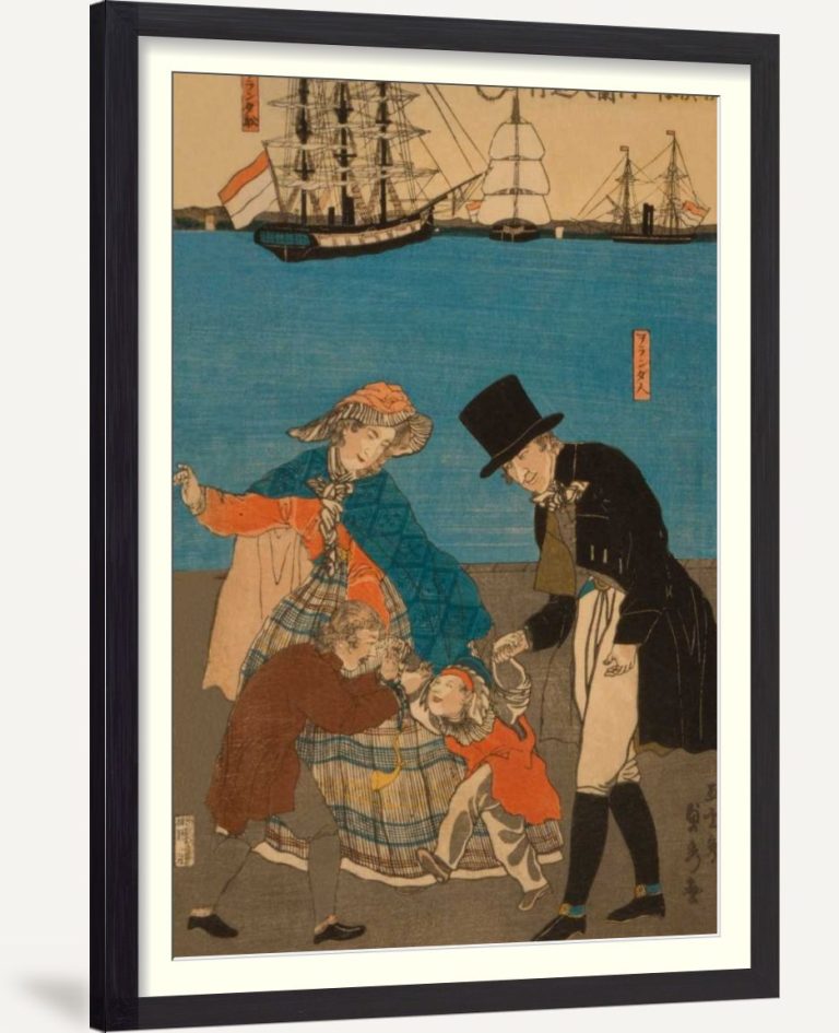 Dutch people taking a Sunday walk in Yokohama (Yokohama kyujitsu - Orandajin yuko), 1871