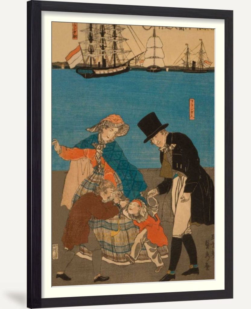 Dutch people taking a Sunday walk in Yokohama (Yokohama kyujitsu - Orandajin yuko), 1871