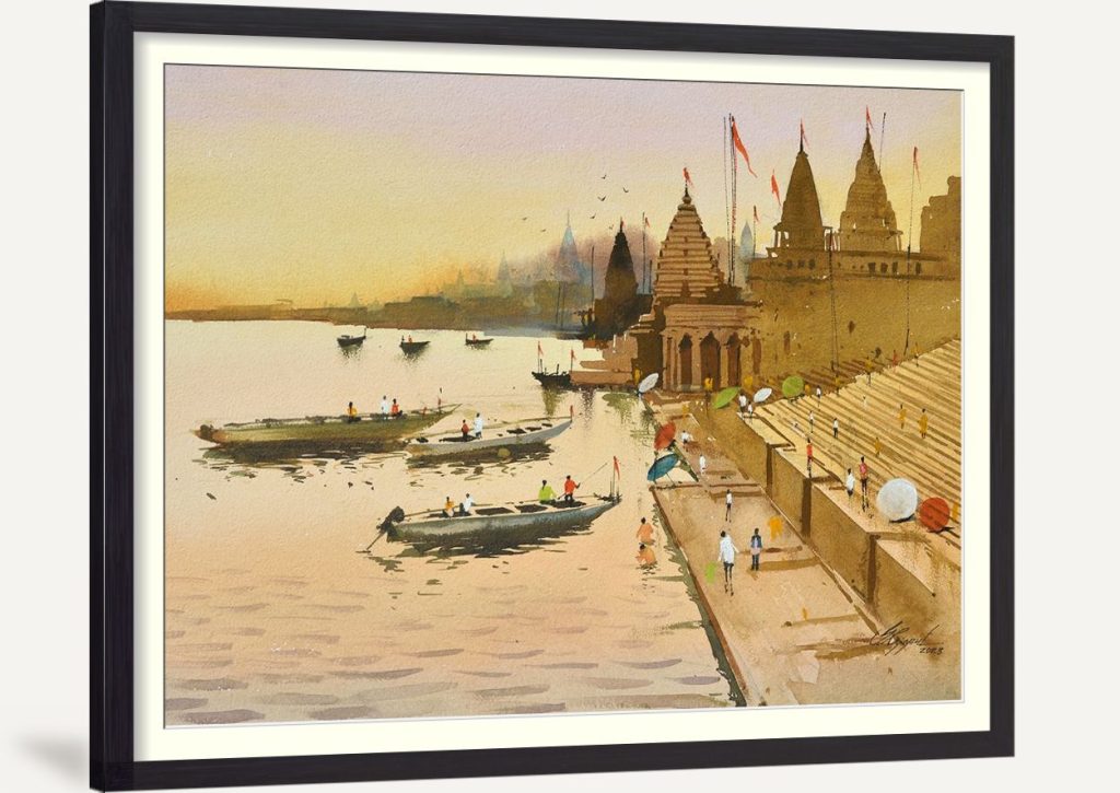 Varanasi Ganga Ghat Indian Painting CPL5301