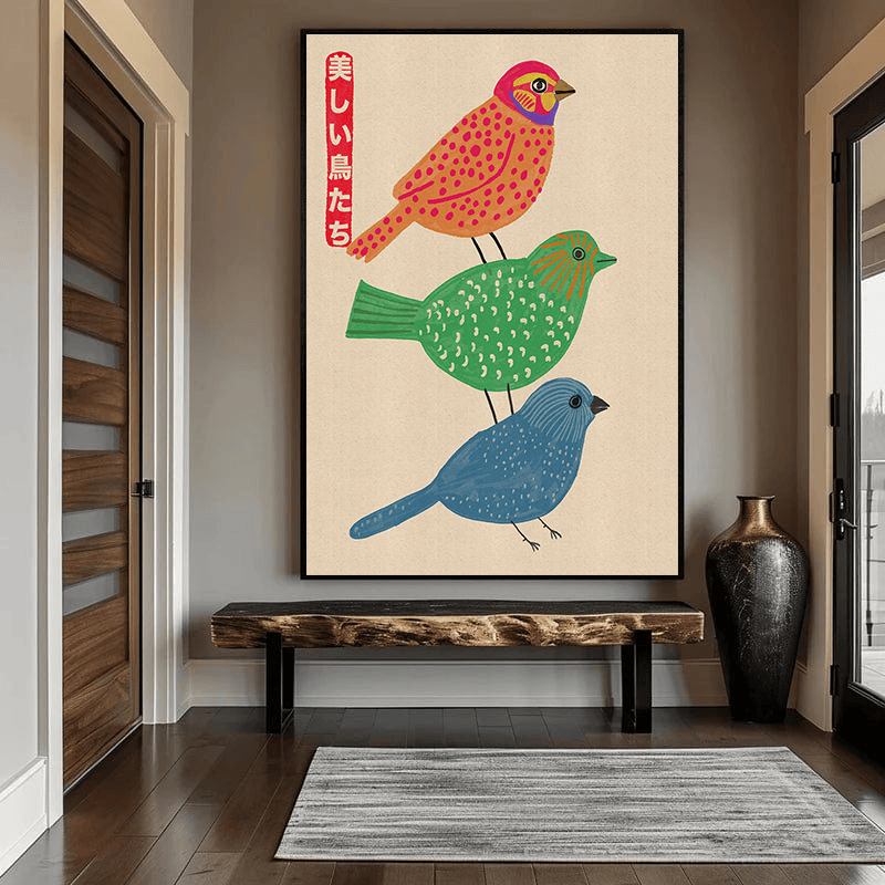 Colorful Stacked Birds